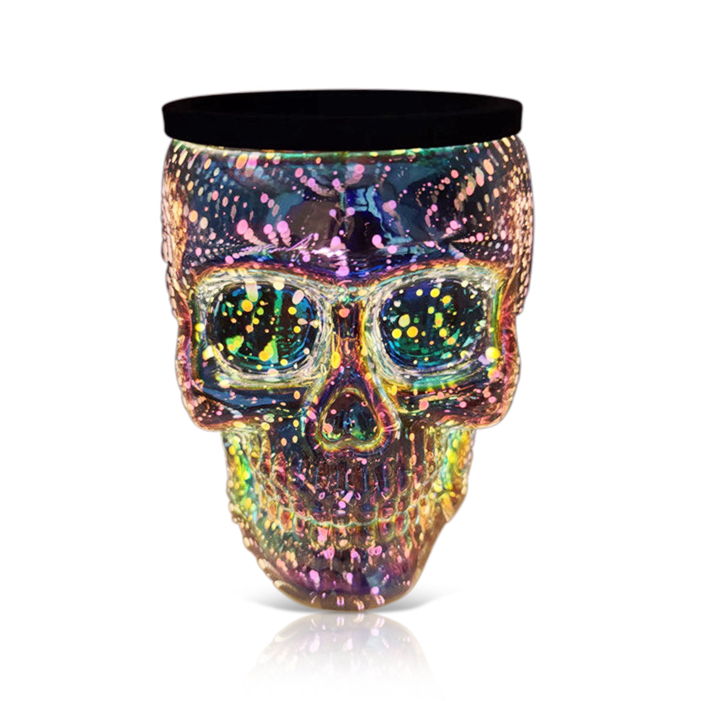 Skull Wax Warmer for Halloween and Fall | Spooky Candle Lamp for Wax Melts – Iridescent Glass or LED Color-Changing Decor