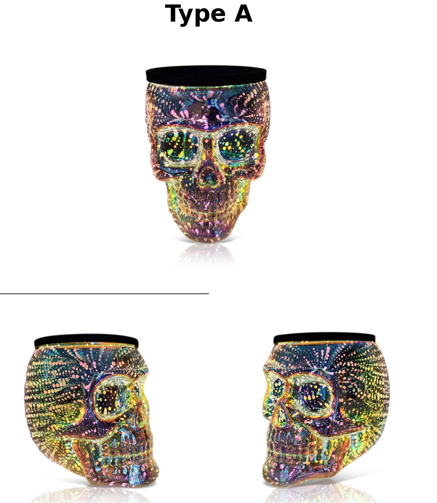 Skull Wax Warmer for Halloween and Fall | Spooky Candle Lamp for Wax Melts – Iridescent Glass or LED Color-Changing Decor