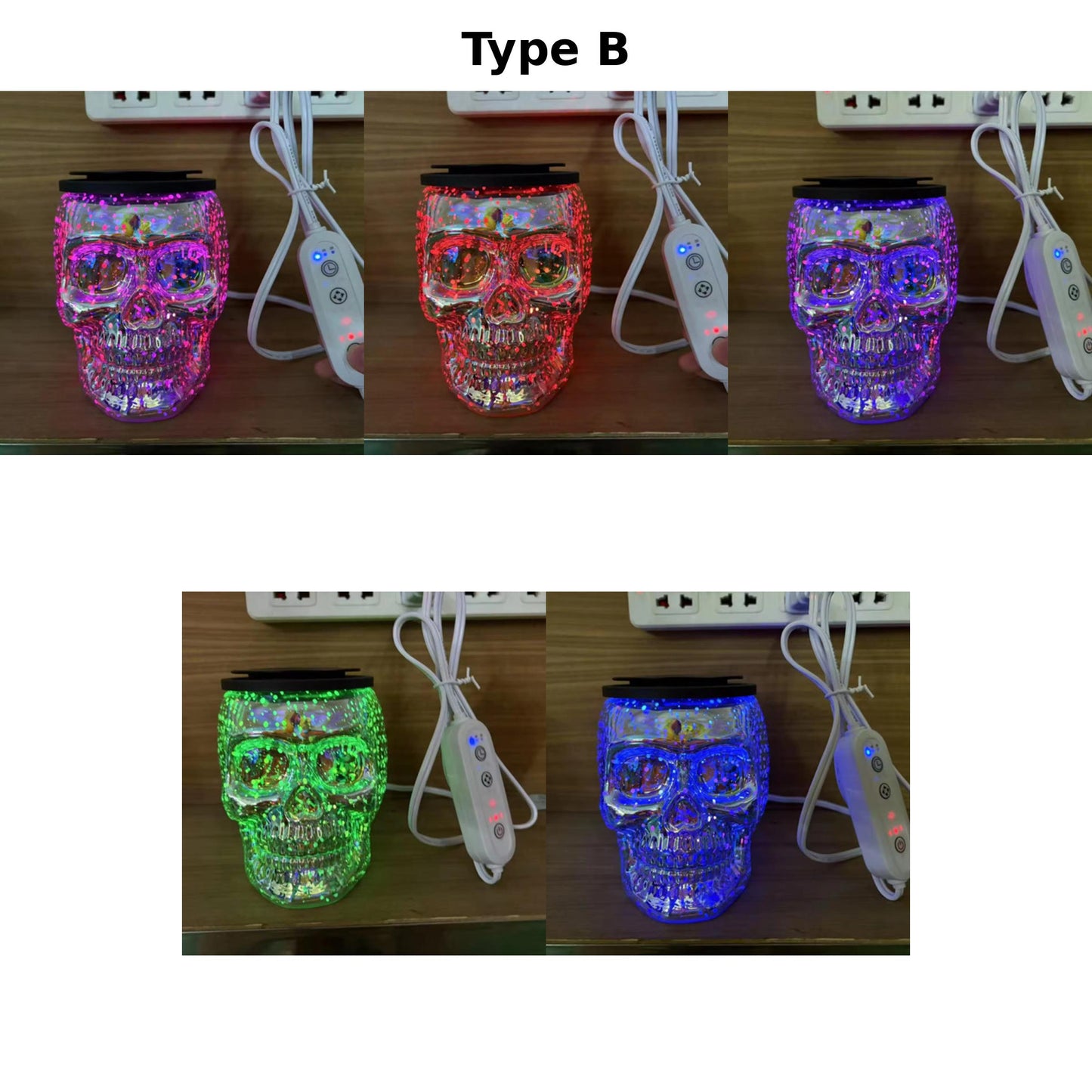Skull Wax Warmer for Halloween and Fall | Spooky Candle Lamp for Wax Melts – Iridescent Glass or LED Color-Changing Decor