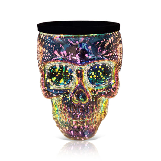 Skull Wax Warmer for Halloween and Fall | Spooky Candle Lamp for Wax Melts – Iridescent Glass or LED Color-Changing Decor